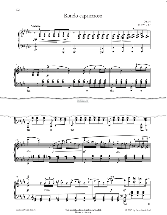 Produktgalerie: Seite 1 von 1 Rondo capriccioso, Op. 14, Felix Mendelssohn, Klavier