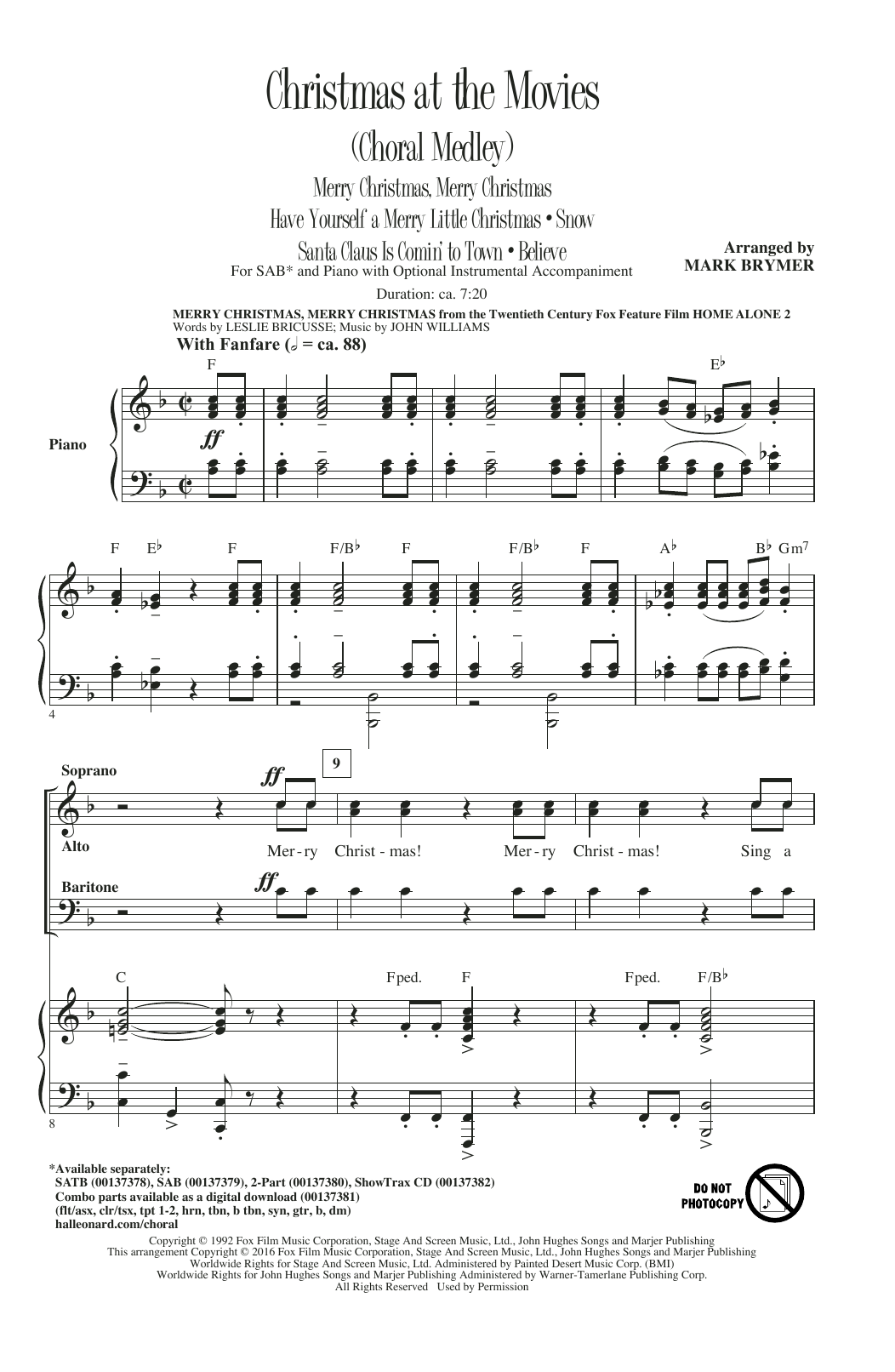 Product picture to: Christmas At The Movies (Choral Medley)