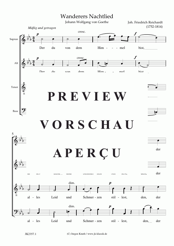 Produktgalerie: Seite 2 von 5 Wanderers Nachtlied (Der du von dem Himmel bist), , Gemischter Chor