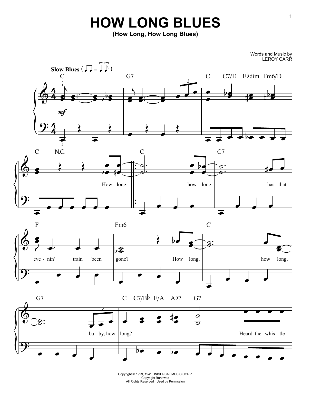 Produktgalerie: Seite 1 von 1 How Long Blues (How Long, How Long Blues), Leroy Carr, Klavier