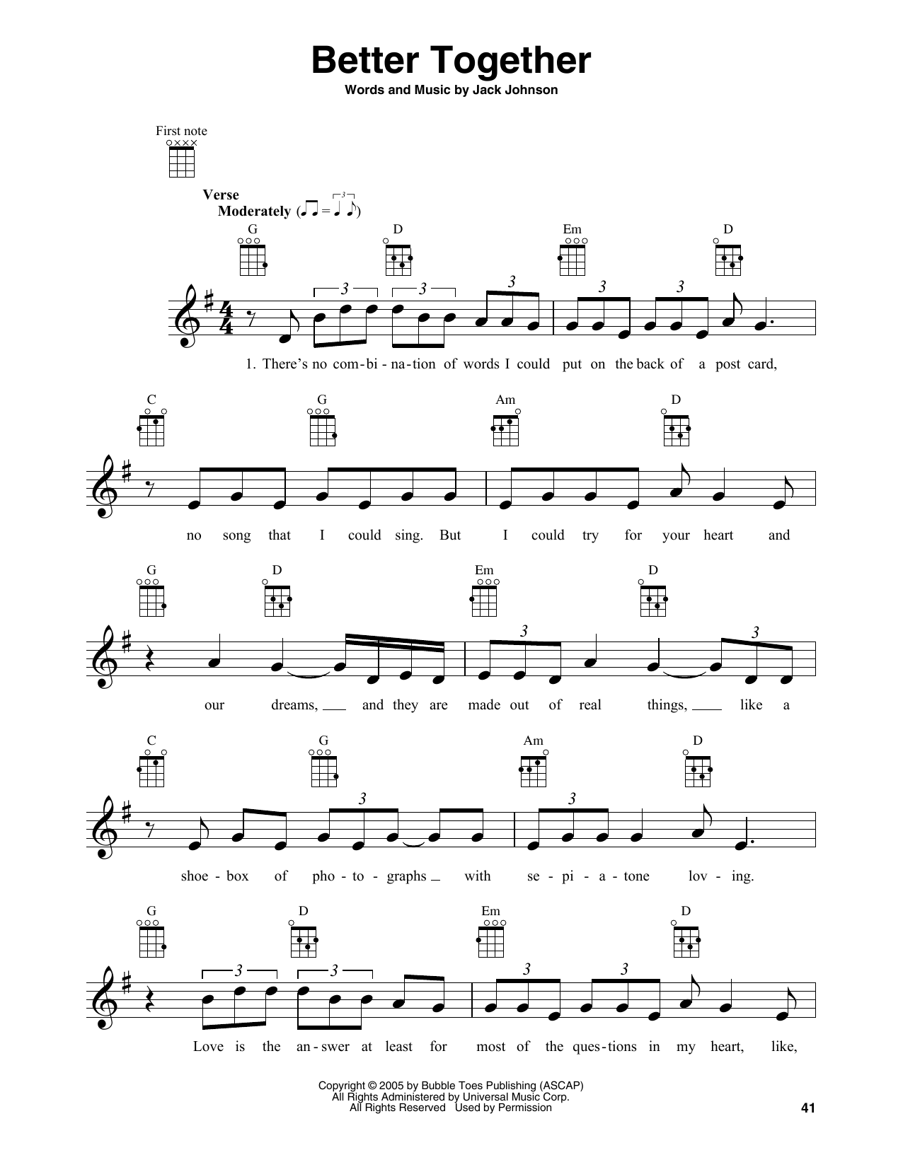 Produktgalerie: Seite 1 von 1 Better Together, Jack Johnson, Ukulele