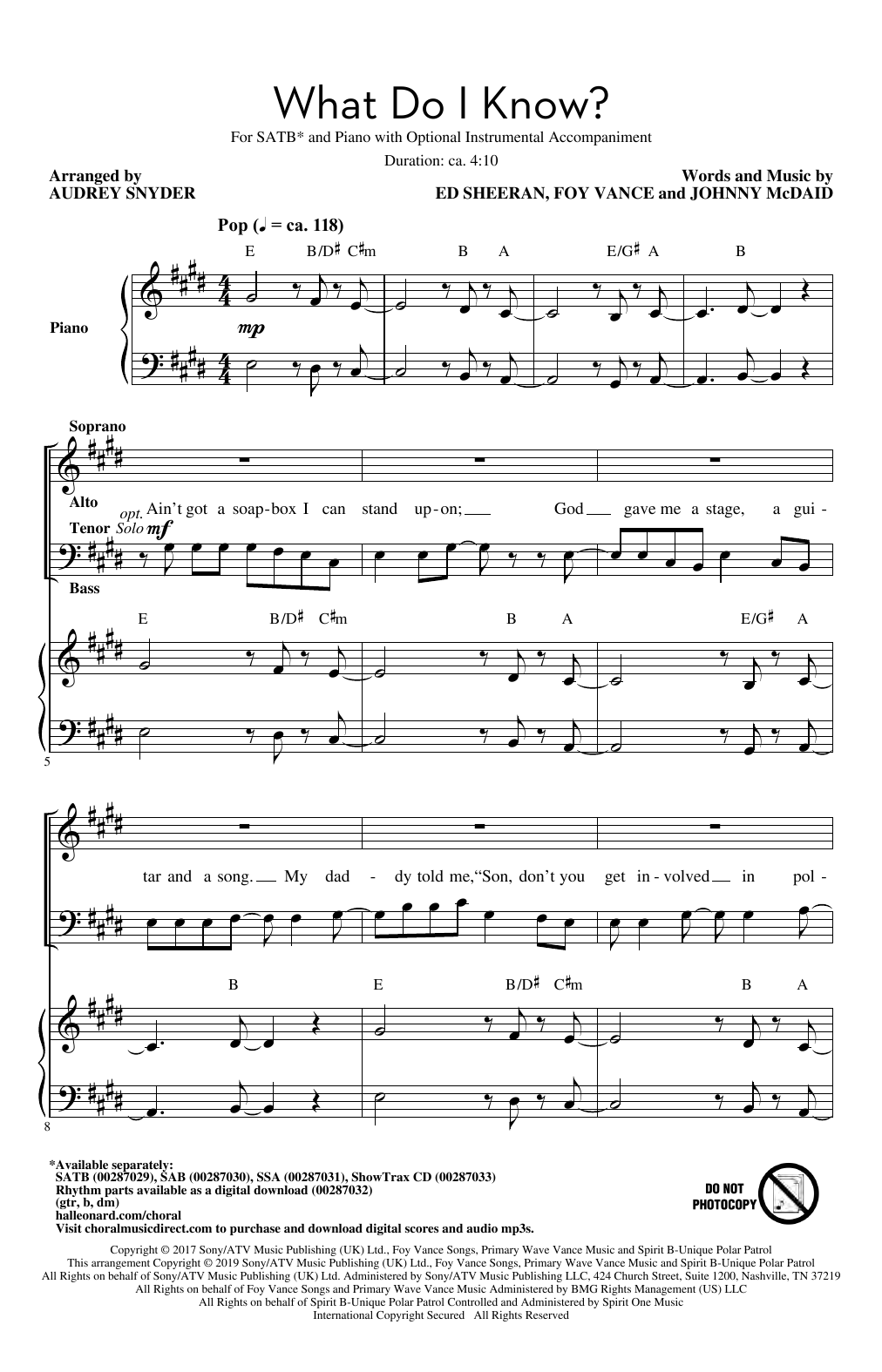 Product picture to: What Do I Know? (arr. Audrey Snyder)
