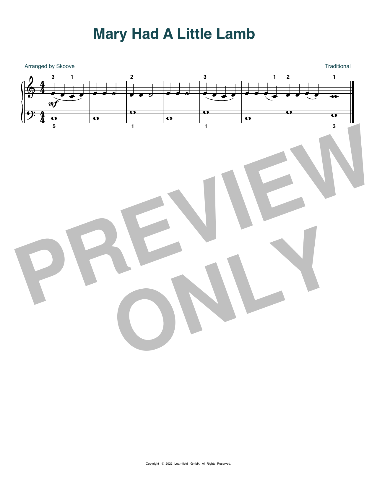 Produktbild zu: Mary Had A Little Lamb (arr. Skoove)