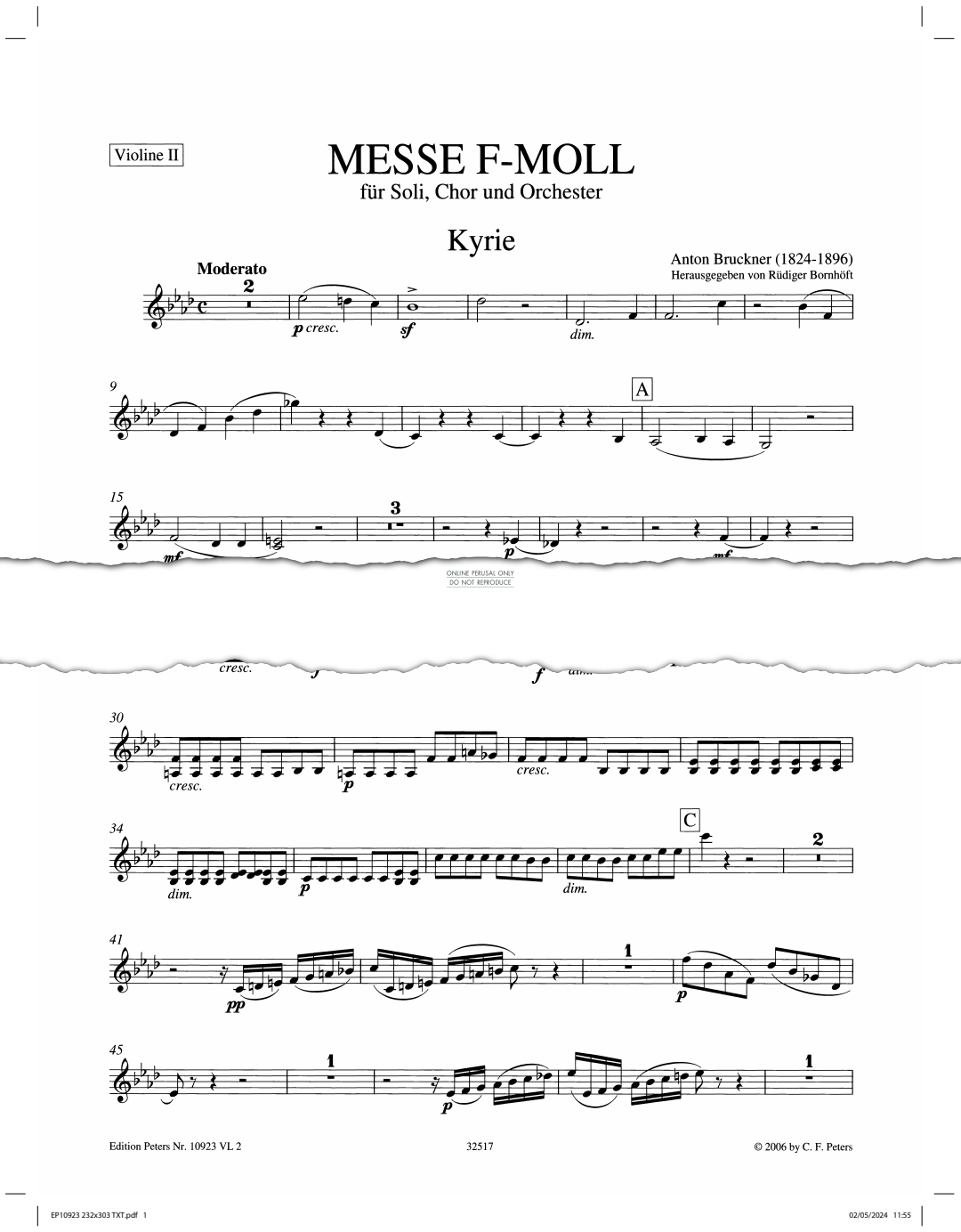 Product picture to: Mass in F Minor (Violin II)
