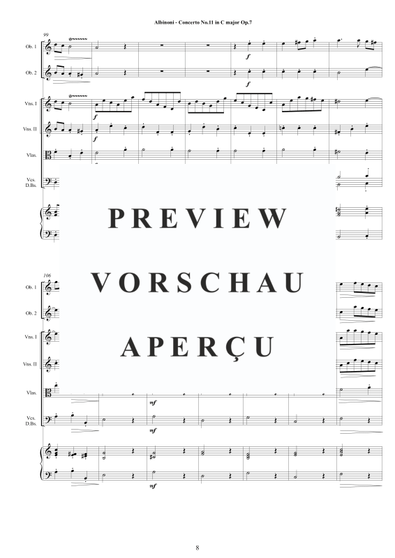 Product gallery: Page 9 of 11 Concerto No.11 in C-Dur Op.7, , 2 Solo Oboes, String Ensemble, and Harpsichord (Bc)
