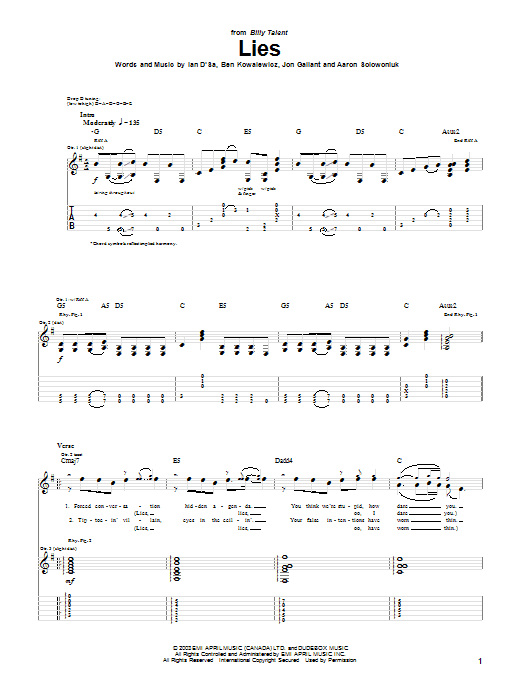 Produktgalerie: Seite 1 von 1 Lies, Billy Talent, Gitarre