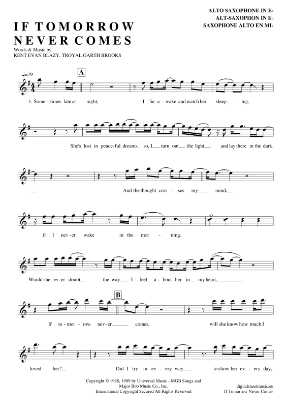 Product gallery: Page 1 of 4 If Tomorrow Never Comes , Keatin, Ronan, Alto Saxophone