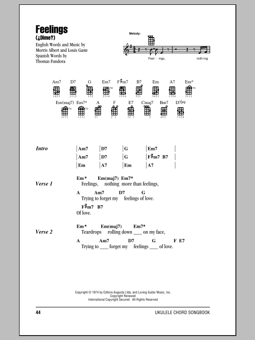 Product gallery: Page 1 of 1 Feelings (Dime), Morris Albert