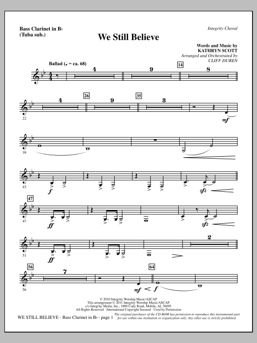 Produktbild zu: We Still Believe - Bass Clarinet (sub. Tuba)