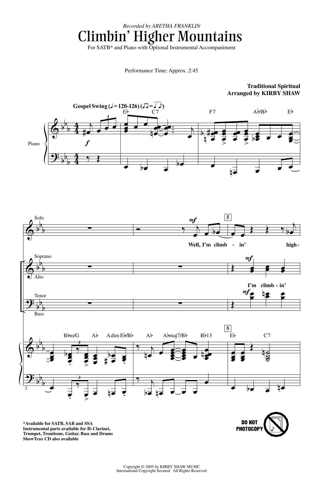 Produktbild zu: Climbin' Higher Mountains (arr. Kirby Shaw)