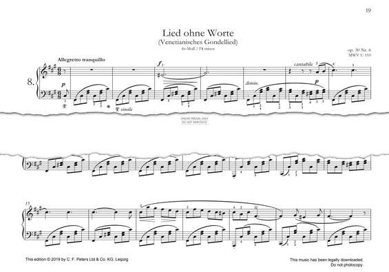 Produktgalerie: Seite 1 von 1 Lied ohne Worte in F-sharp minor, Felix Mendelssohn, Klavier