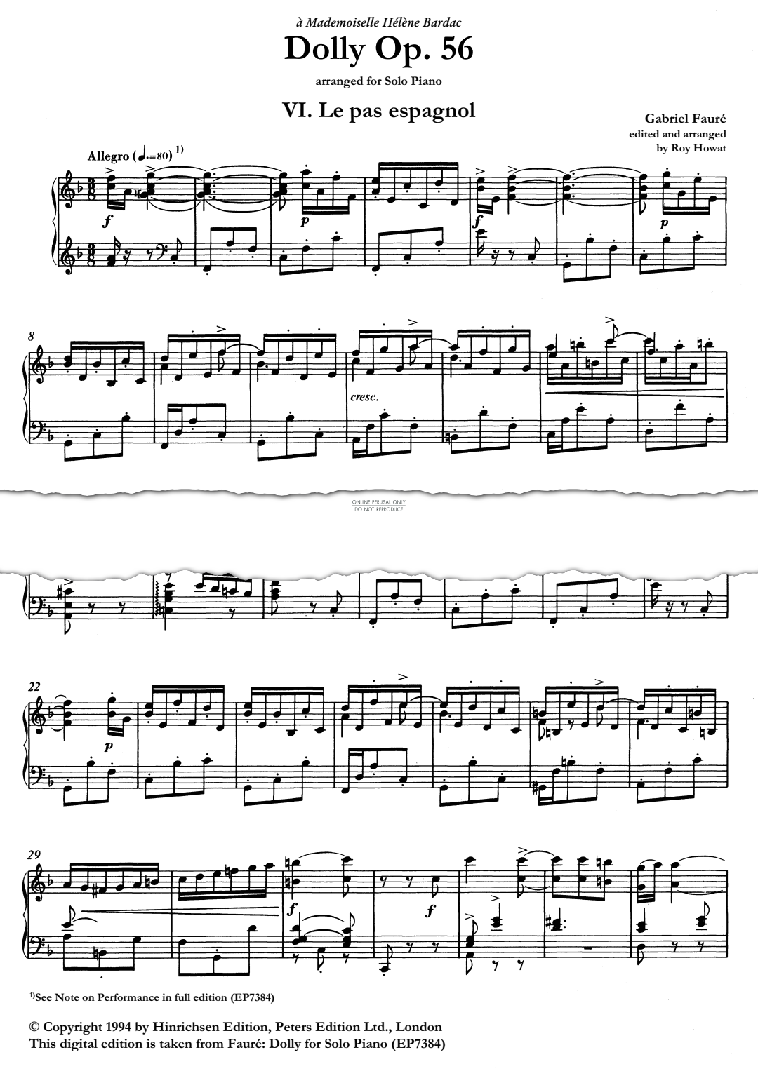 Produktgalerie: Seite 1 von 1 Dolly Suite Op.56, Le Pas Espagnol, Gabriel Fauré