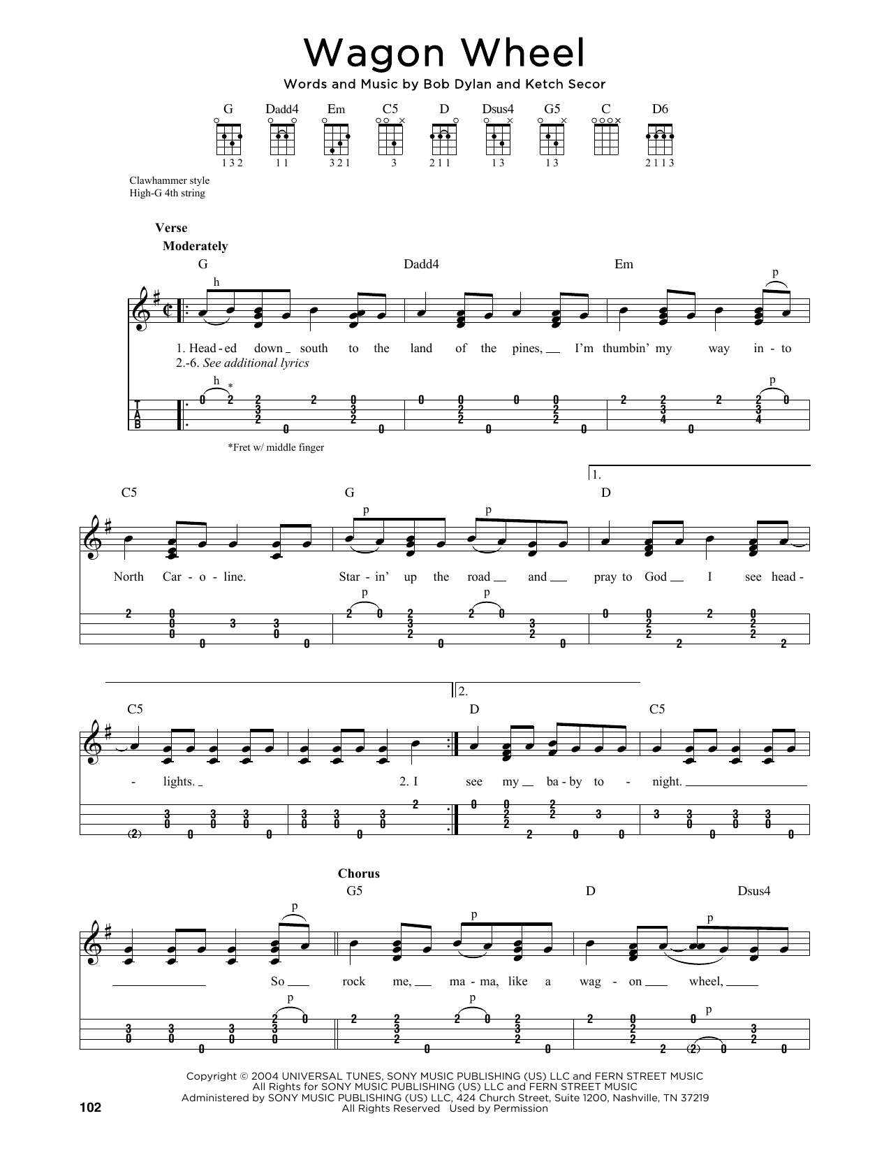 Product gallery: Page 1 of 1 Wagon Wheel (arr. Jim Schustedt), Old Crow Medicine Show