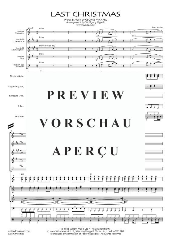 Product gallery: Page 6 of 11 Last Christmas, Wham!, Combo band and solo instruments in C, Bb, E flat, F and C bass clef