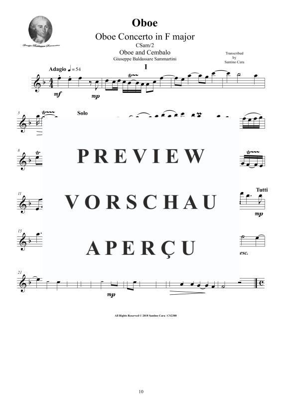 Produktgalerie: Seite 11 von 11 Oboen Konzert in F-Dur No. 1, , Oboe und Cembalo/Klavier