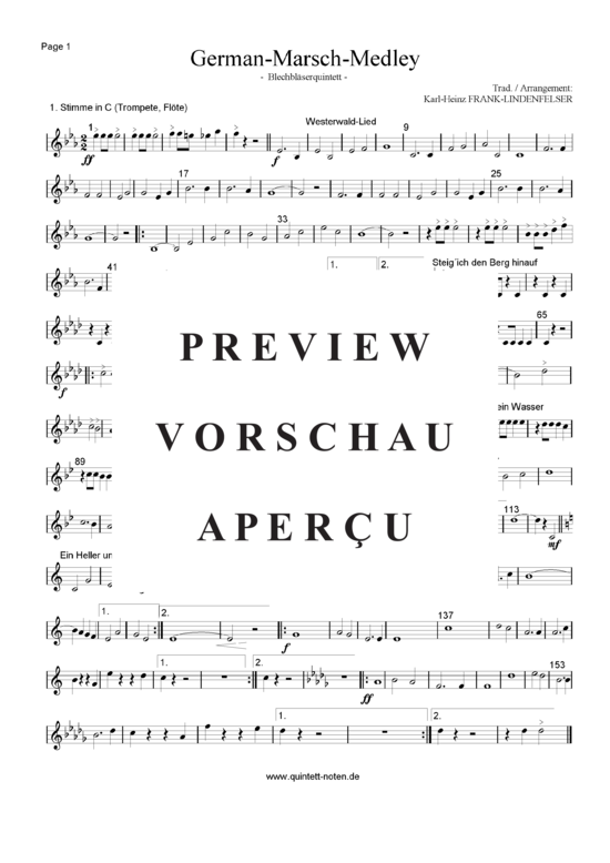 Produktgalerie: Seite 9 von 21 German-Marsch-Medley , Blasorchester Fatamo, (Blechbläser Quintett flexible Besetzung)