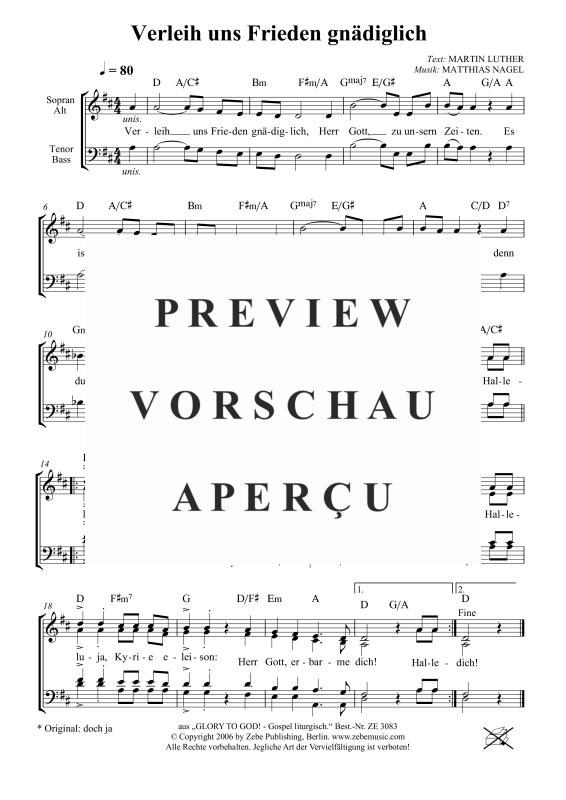 gallery: Verleih uns Frieden gnädiglich EG 421 / GL 475, , Gemischter Chor und Klavier