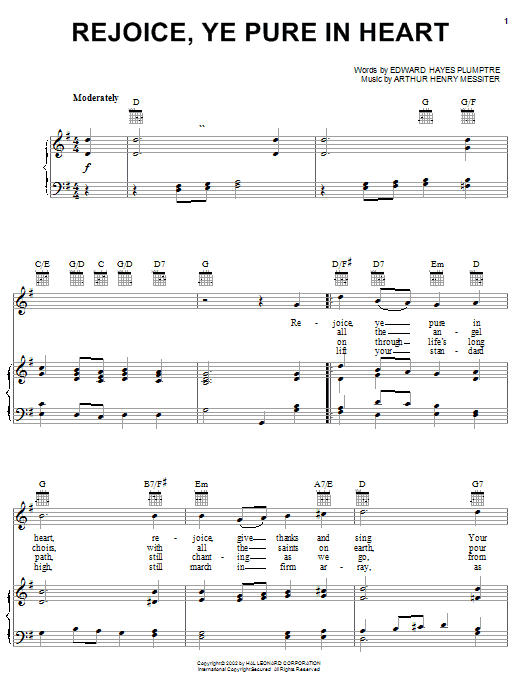 Produktgalerie: Seite 1 von 1 Rejoice Ye Pure In Heart, Arthur Henry Messiter, Gesang, Gitarre, Klavier