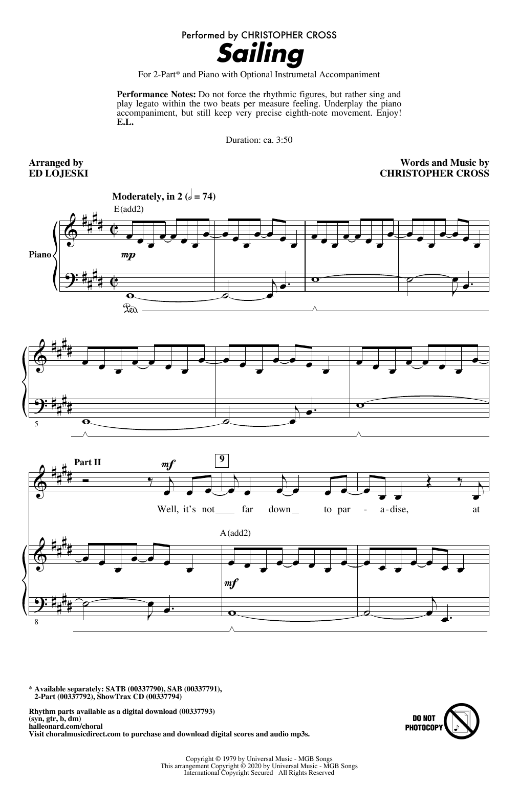 Product picture to: Sailing (arr. Ed Lojeski)