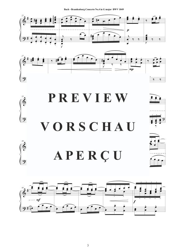 Product gallery: Page 4 of 11 Brandenburg Concerto No. 4 in G major BWV 1049, , Solo Piano
