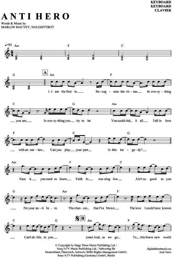 Product gallery: Page 1 of 4 Anti Hero (Brave New World) , Roudette, Marlon,  (Keyboard)