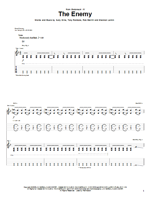 Produktgalerie: Seite 1 von 1 The Enemy, Godsmack, Gitarre
