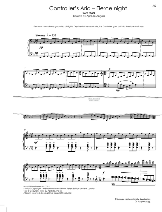 Produktgalerie: Seite 1 von 1 Controller's Aria - Fierce Night (from 'Flight'), Jonathan Dove, Gesang, Klavier