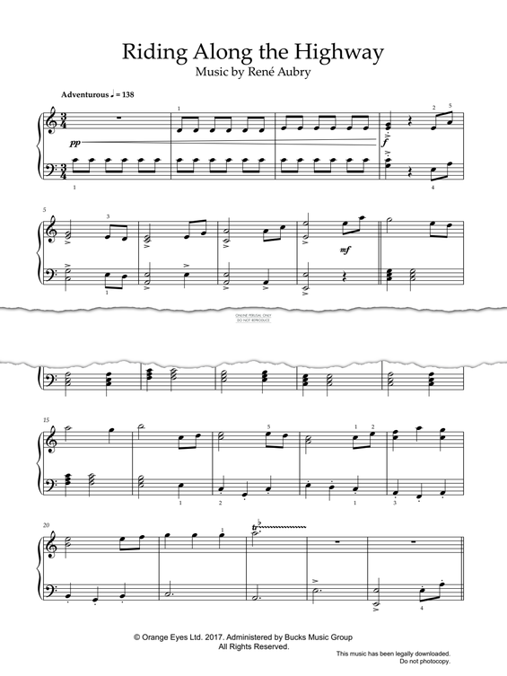Produktgalerie: Seite 1 von 1 Riding Along The Highway (from 'The Highway Rat'), René Aubry, Klavier