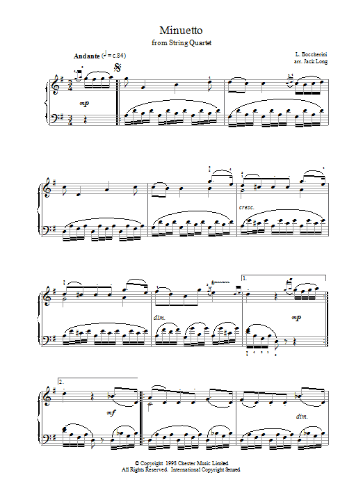 Product gallery: Page 1 of 1 Minuetto from String Quartet, Luigi Boccherini