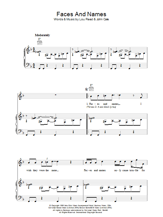 Produktgalerie: Seite 1 von 1 Faces And Names, Lou Reed, Gesang, Gitarre, Klavier