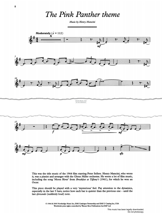 gallery: The Pink Panther, Henry Mancini, Klarinette, Klavier