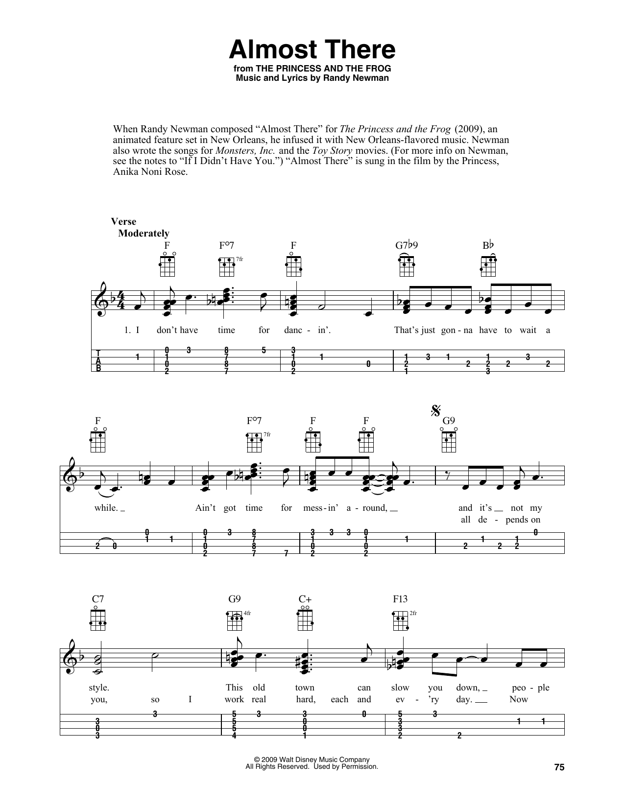 Produktgalerie: Seite 1 von 1 Almost There (from The Princess and the Frog) (arr. Fred Sokolow), Anika Noni Rose, Ukulele