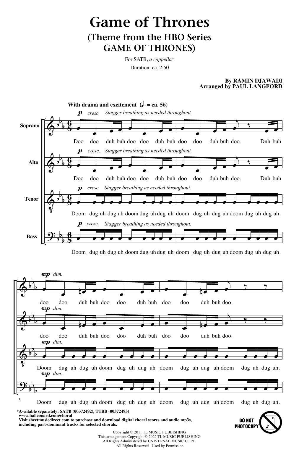 Produktbild zu: Game Of Thrones (arr. Paul Langford)