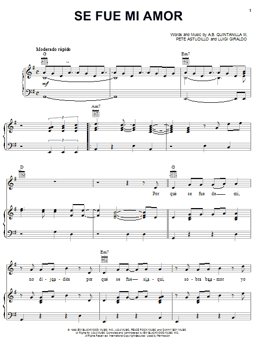 Produktgalerie: Seite 1 von 1 Se Fue Mi Amor, A.B. Quintanilla III, Gesang, Gitarre, Klavier