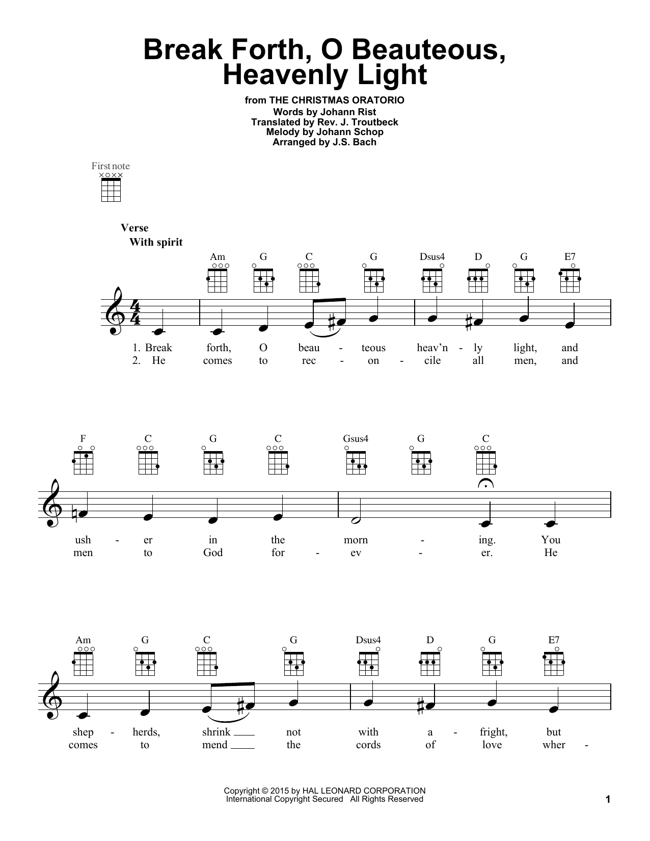 Produktgalerie: Seite 1 von 1 Break Forth, O Beauteous, Heavenly Light, John Troutbeck, Ukulele