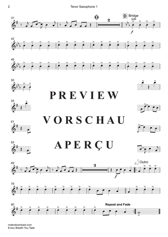 Product gallery: Page 13 of 19 Every Breath You Take (Saxophon Quintett A(S) , Police, ATTB)