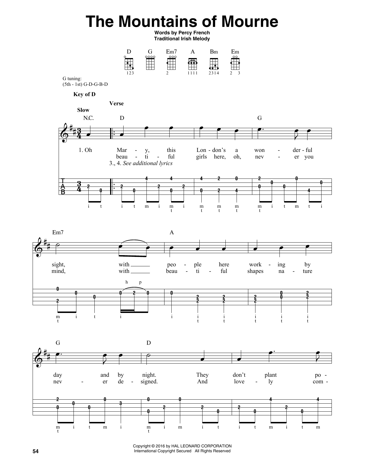 Produktgalerie: Seite 1 von 1 The Mountains Of Mourne, Traditional Irish Melody, Banjo