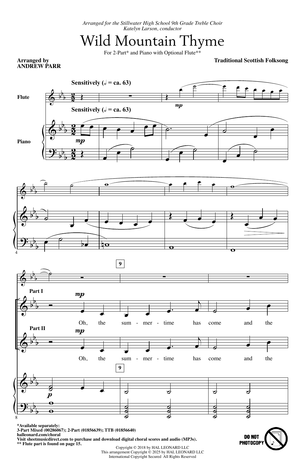 Product picture to: Wild Mountain Thyme (arr. Andrew Parr)
