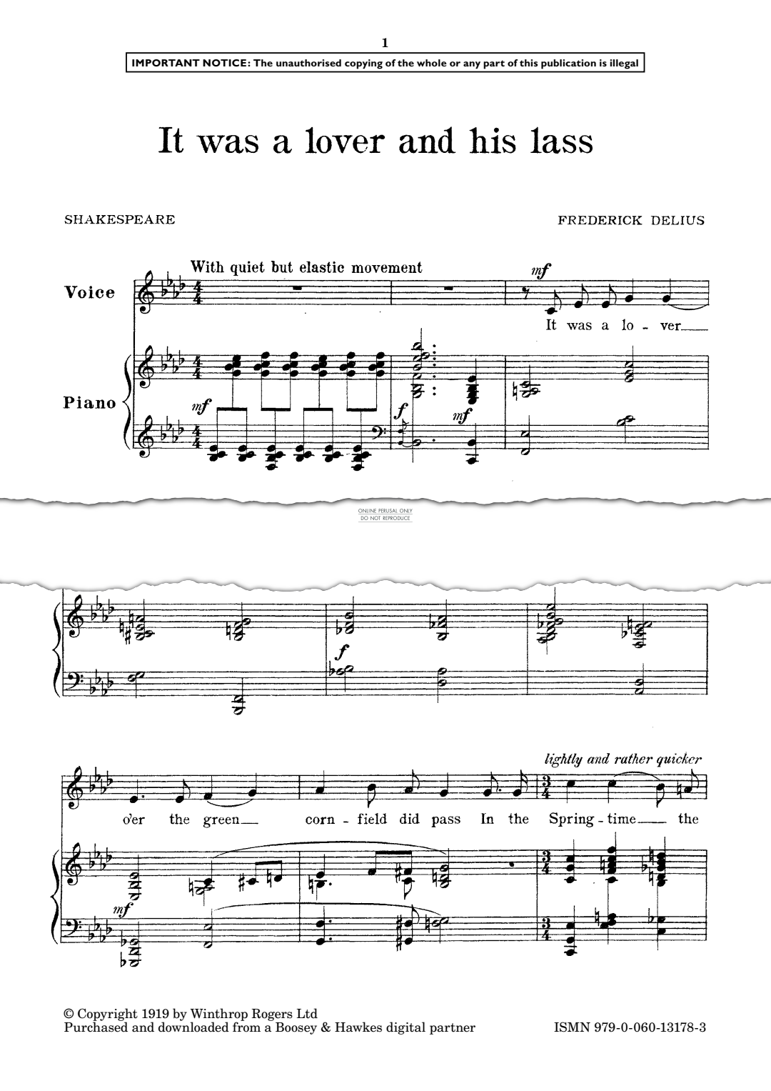 Produktgalerie: Seite 1 von 1 It Was A Lover And His Lass, Frederick Delius, Gesang, Klavier