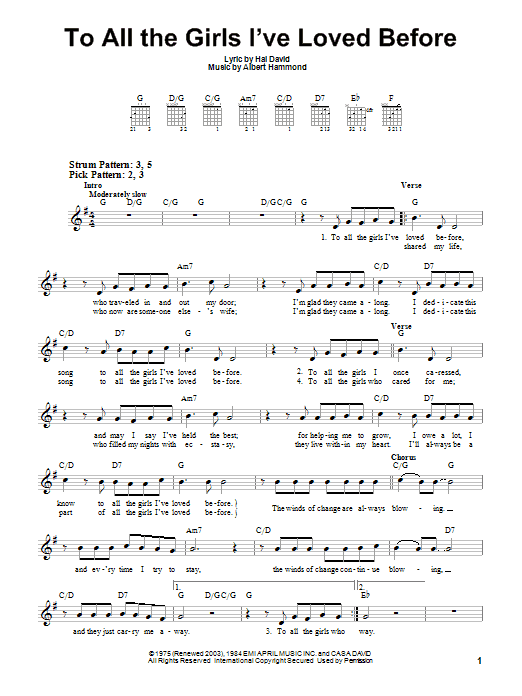 Product gallery: Page 1 of 1 To All The Girls I've Loved Before, Julio Iglesias & Willie Nelson