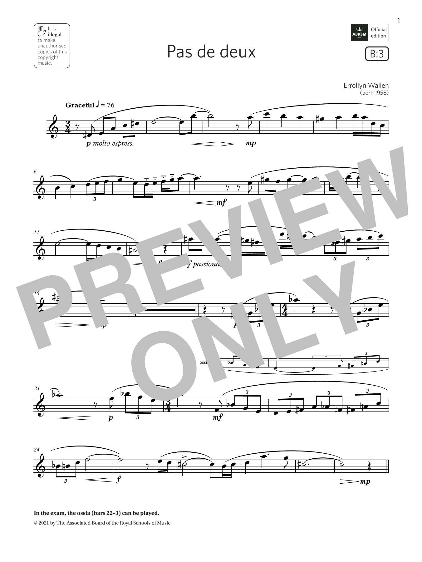 Product gallery: Page 1 of 1 Pas de deux (Grade 4 List B3 from the ABRSM Saxophone syllabus from 2022), Errollyn Wallen