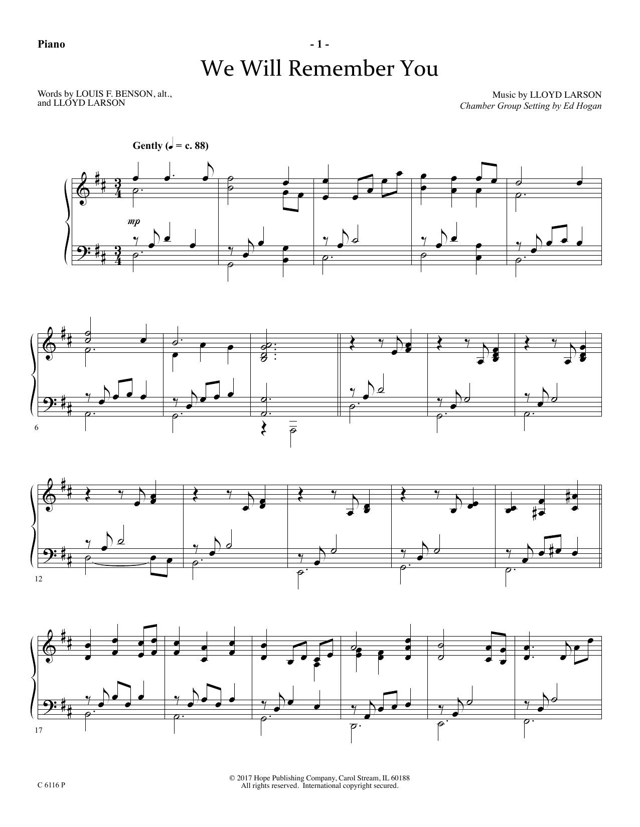 Product picture to: We Will Remember You - Piano
