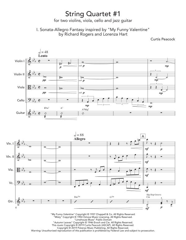 Product gallery: Page 1 of 11 String Quartet #1, , (string quartet and jazz guitar)