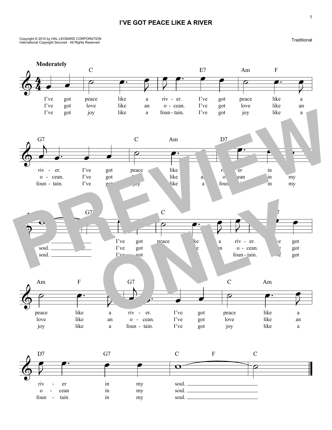 Product gallery: Page 1 of 1 I've Got Peace Like A River, Traditional