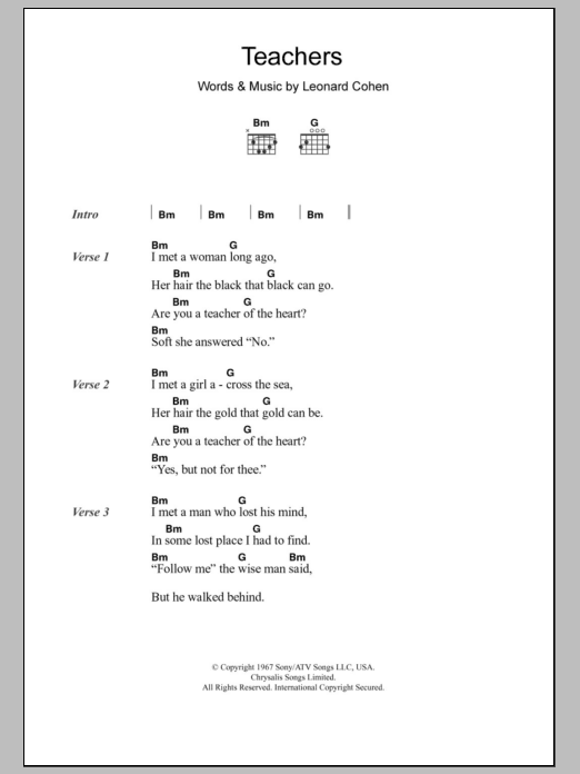 Product gallery: Page 1 of 1 Teachers, Leonard Cohen