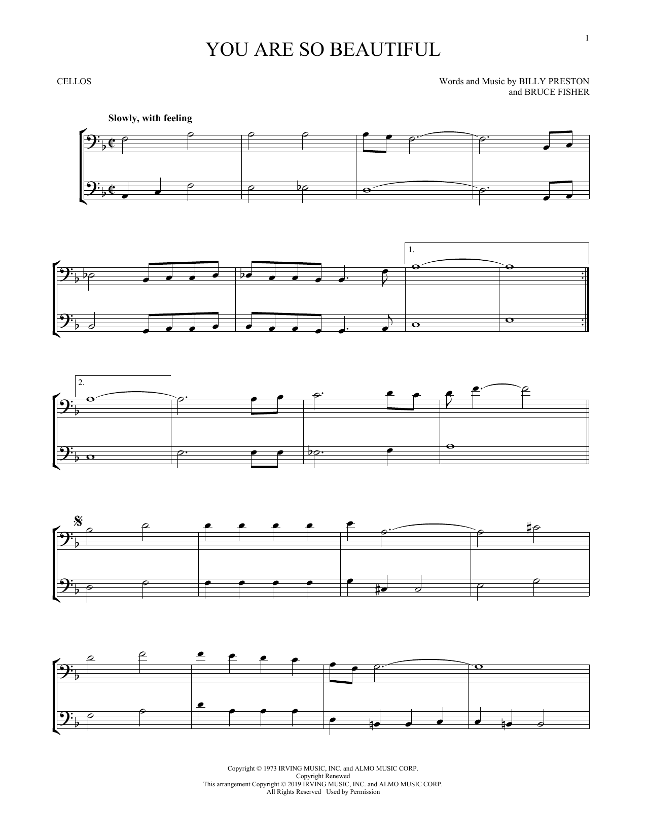 Produktgalerie: Seite 1 von 1 You Are So Beautiful, Joe Cocker, Violoncello