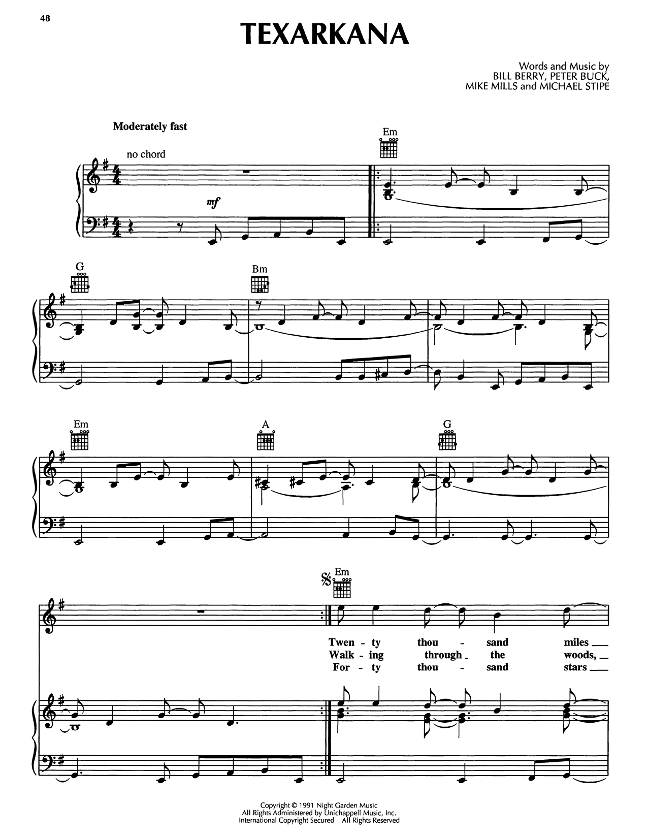Produktgalerie: Seite 1 von 1 Texarkana, R.E.M., Gesang, Gitarre, Klavier