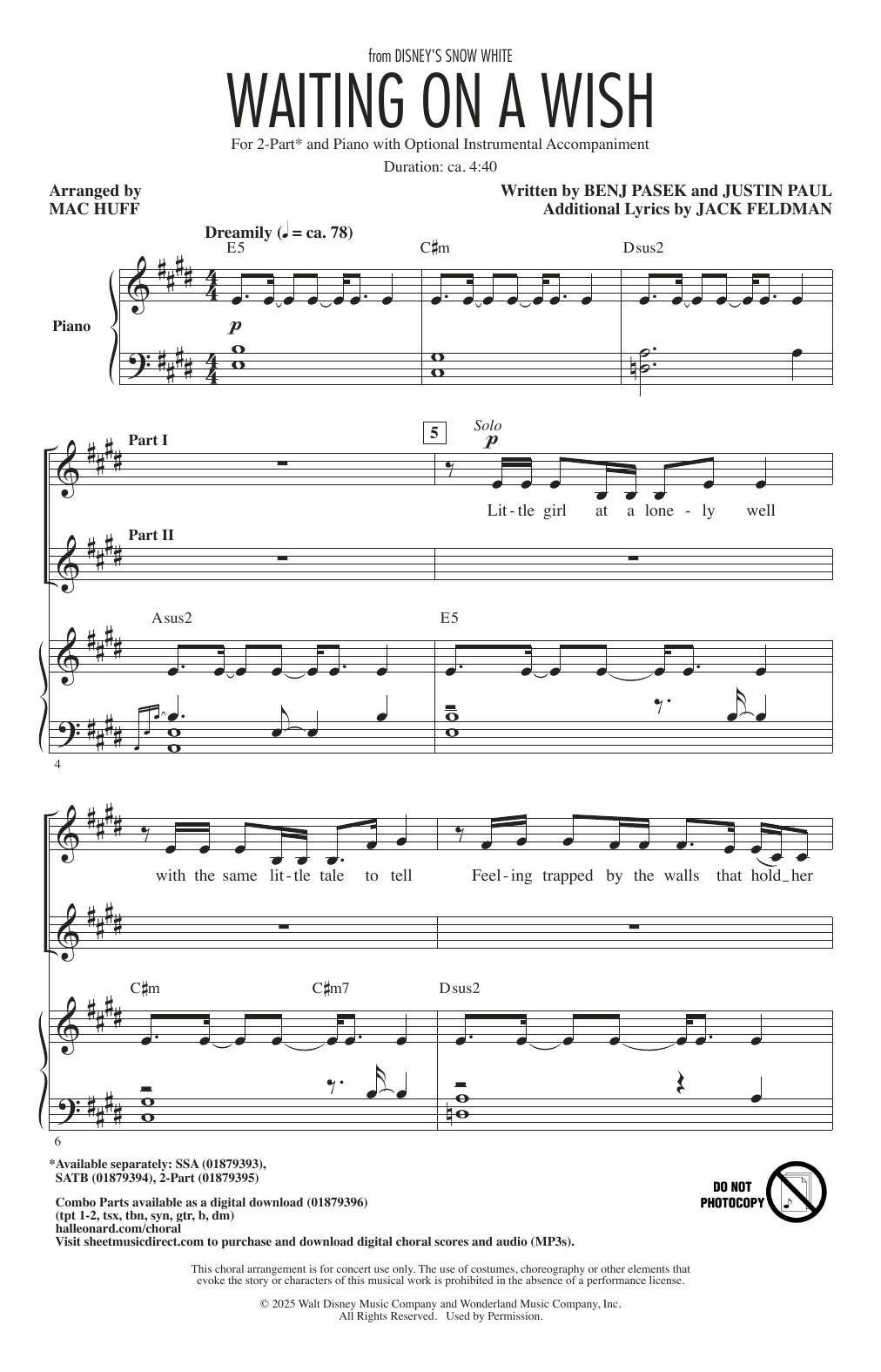 Product picture to: Waiting On A Wish (from Snow White) (arr. Mac Huff)