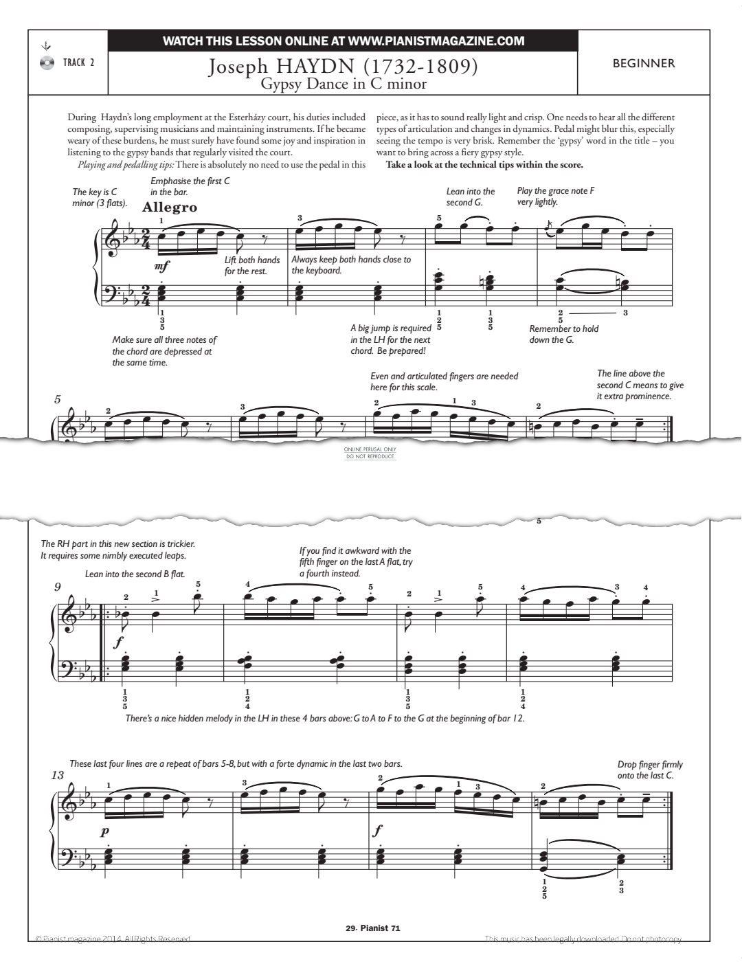 Product gallery: Page 1 of 1 Gypsy Dance in C Minor, Joseph Haydn