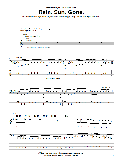 Produktgalerie: Seite 1 von 1 Rain.Sun.Gone, Mudvayne, E-Bass